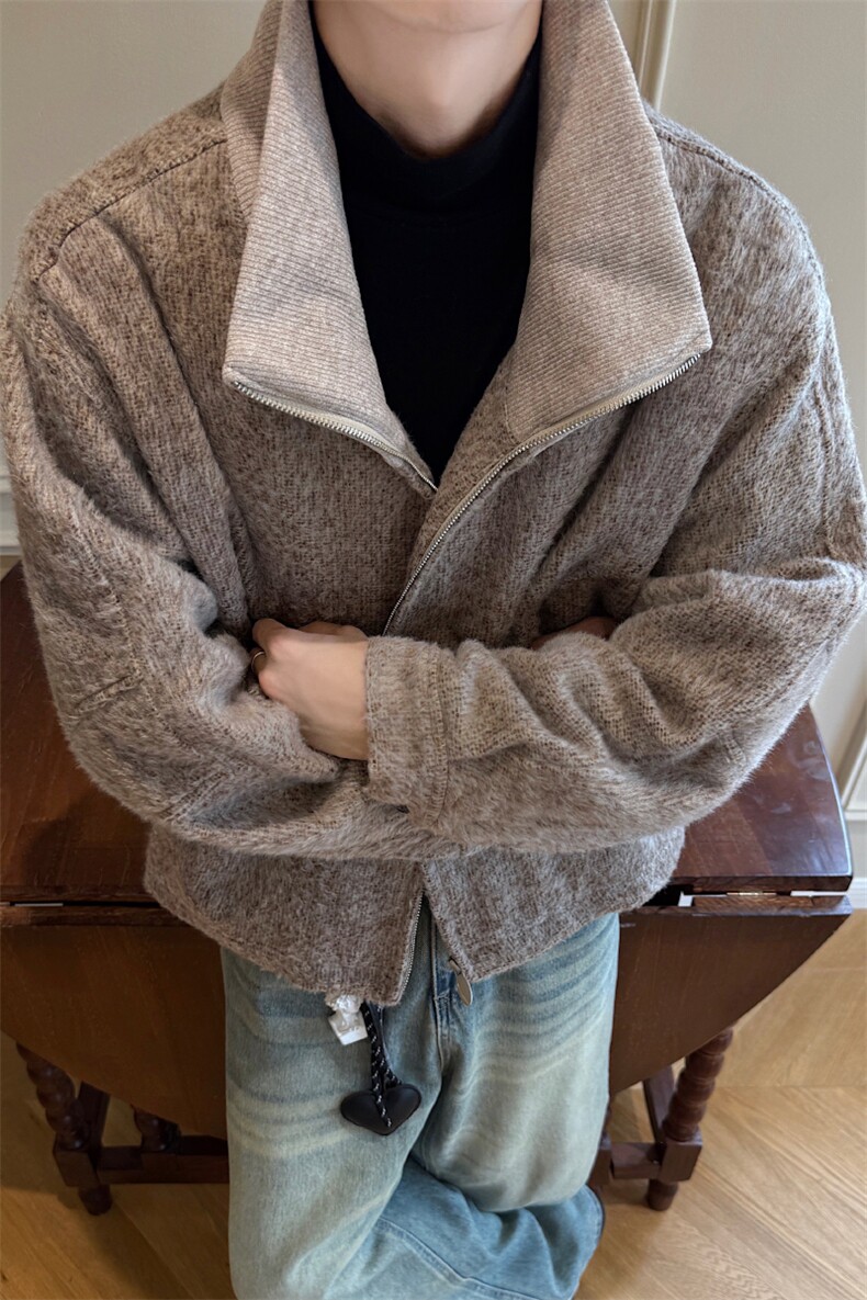 轻量化绒感呢子外套男秋冬季廓形立领短款夹克XZ514-2-3234-P118,男装夹克,星座514-2(原B239)