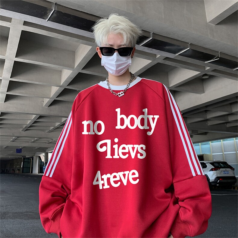 抖音得物供货提供视频秋冬重磅美式宽松织带圆领卫衣0315,男装卫衣,电商A486