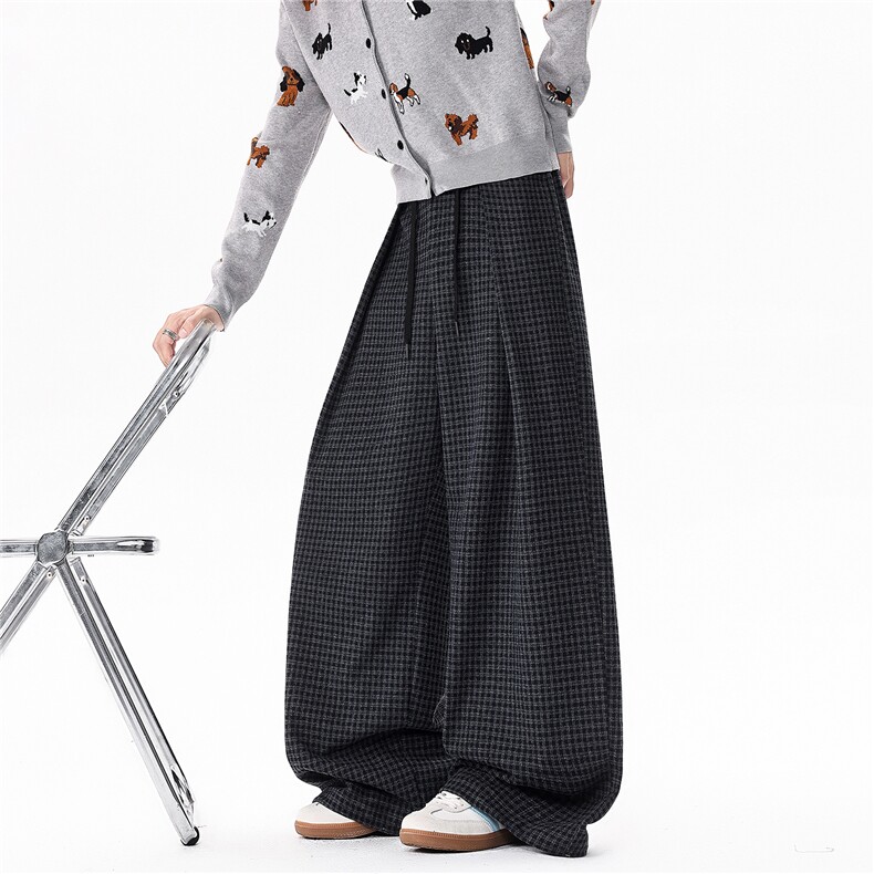现货ZK8057-特批55控88重磅美式磨毛格子阔腿垂感直筒大码休闲裤,男装休闲裤,电商A059