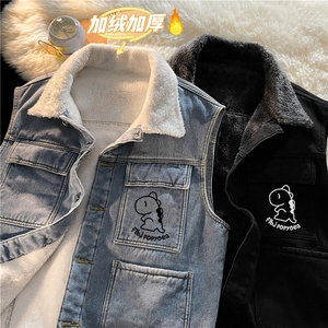 MJ251J-p68-限价98 M-5XL加绒羊羔绒毛毯平铺牛仔马甲工装ins图片