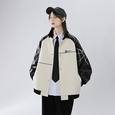 精品秋冬装飞行棒球服男女夹克毛呢拼皮刺绣轻熟JK1701-P115中性B，男装夹克，星座401