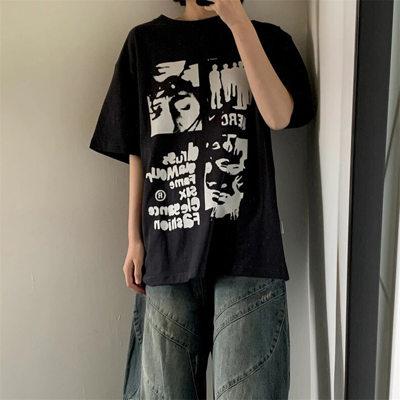 T554-P25美式复古人像卡通纯棉短袖潮风男女款上衣,男装T恤,星座617A-2
