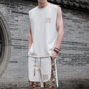 背心套装男拼接小熊休闲运动短裤夏季短裤两件套A266-TZ2208-P46