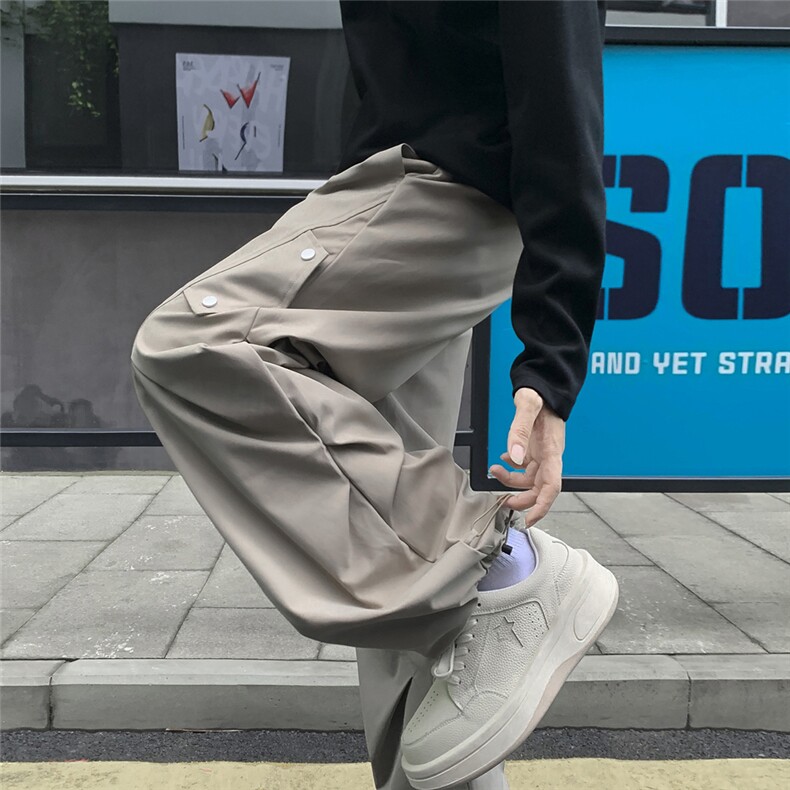 港风秋款男女工装裤褶皱抽绳宽松冲锋休闲长裤h067P45,男装工装外套,星座1013-1