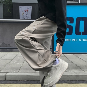 港风秋款男女工装裤褶皱抽绳宽松冲锋休闲长裤h067 P45图片