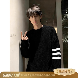 酒红色潮牌毛衣男冬季慵懒风高级感内搭针织衫红本命新年线衣,冬季衣服颜色搭配怎么才好看图片
