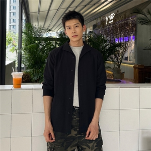 高品质白色V领设计感衬衫男长袖春秋衬衣男士A236-C601-P70图片