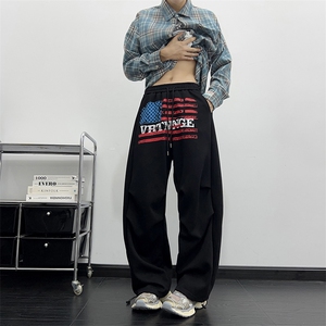 新款宽松休闲裤男韩版潮流百搭裤子坠感阔腿拖地长裤K085-P52图片