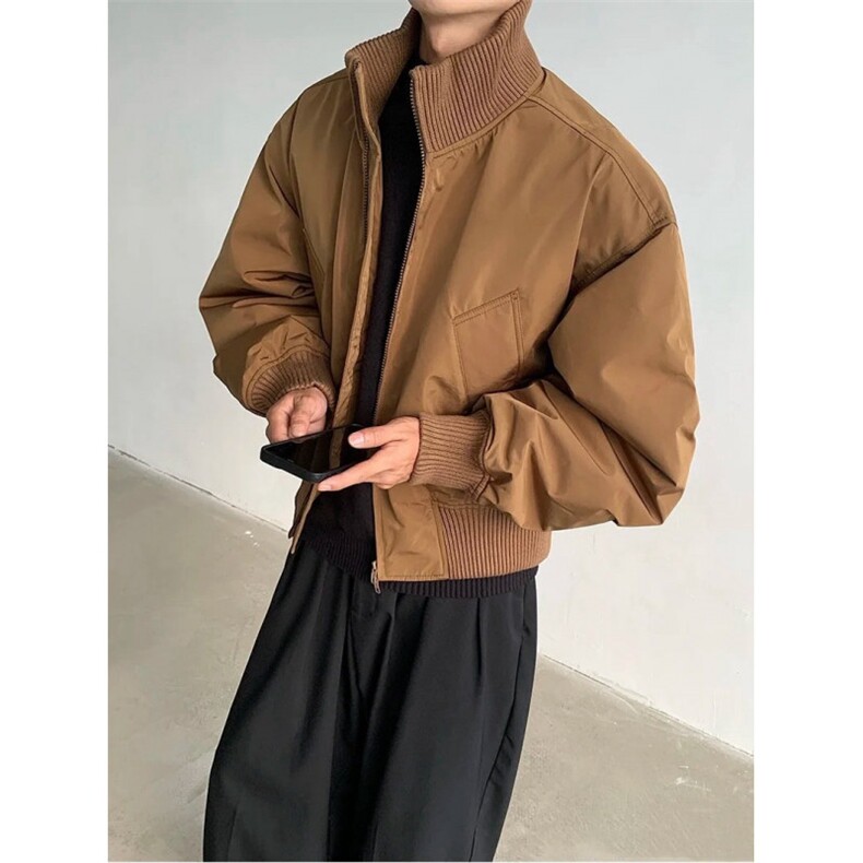 现货【网图】黑色卡其色杭州货飞行夹克短款立领棉服MY04-P90,男装夹克,电商A466