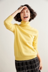 岛精无缝一线成衣山羊绒衫女卷边半高领毛衣针织衫宽松内搭打底衫，女装羊绒衫，雅之冉羊绒