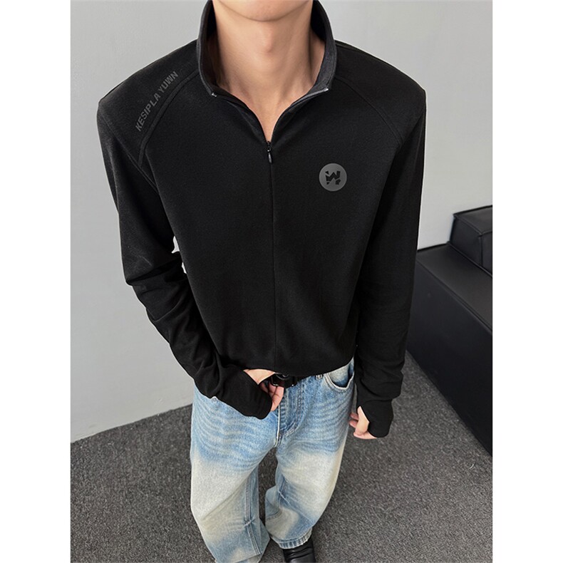 保暖德绒打底衫印花半拉链上衣修身显瘦t恤男DT53087-TP3058,男装T恤,电商A102