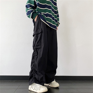 美式复古宽松工装裤男潮牌百搭阔腿裤街头直筒休闲裤男 K7476-P40图片