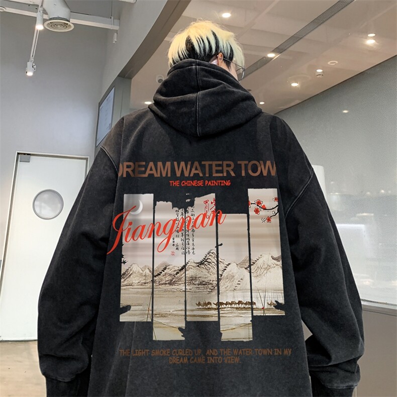 美式潮牌重磅水洗做旧连帽卫衣力推大码男XZ517A-2-Y7745-P68图片