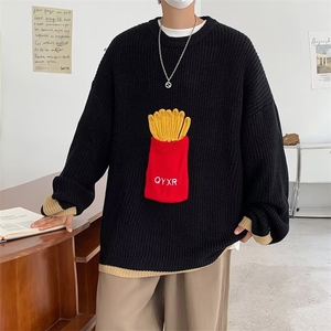 毛衣男美式潮流ins慵懒风情侣针织衫日系圆领宽松毛线衣 M864-P44图片