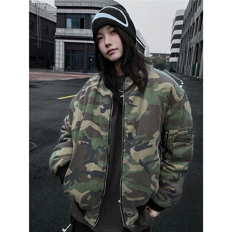 美式廓形迷彩棉服男款冬季加厚保暖高级感工装棉衣TT5018P108,男装棉衣,星座1013-5