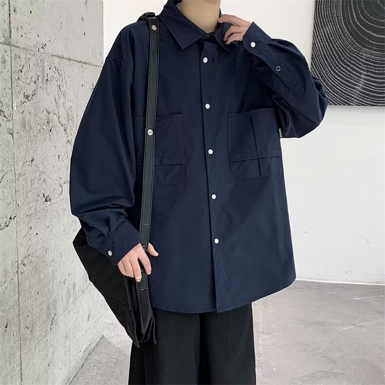 男士衬衫2023春秋季宽松百搭工装上衣男青年休闲外套CS0072-P35,男装衬衫,星座308B-1