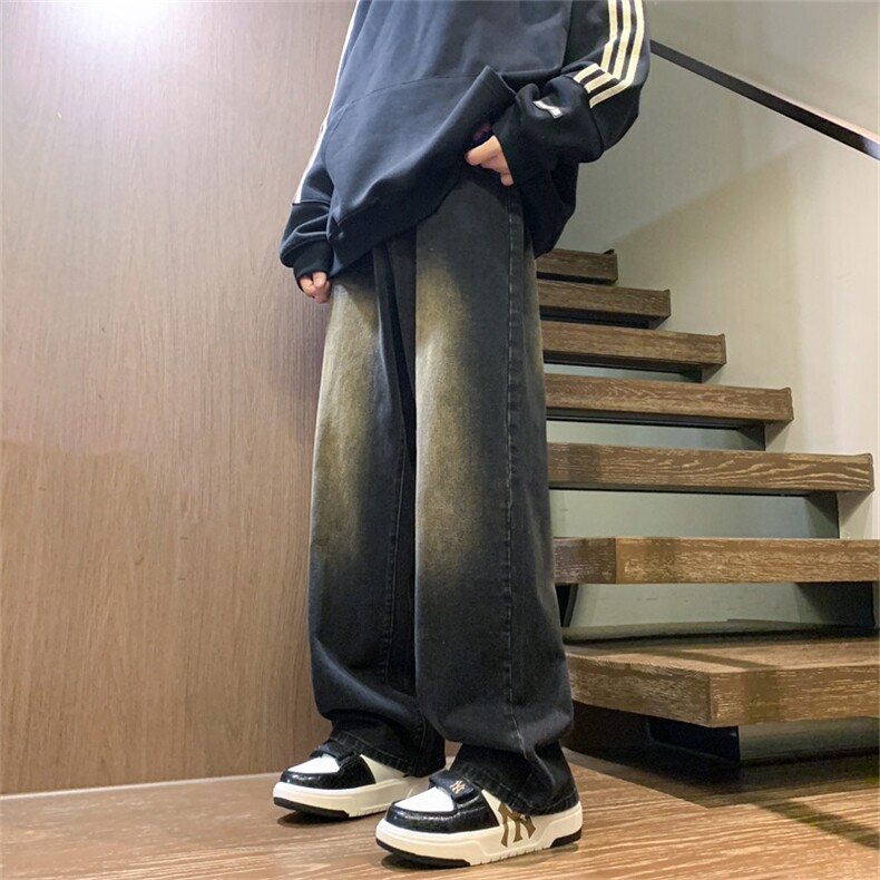 牛仔裤男美式高街男生裤子复古休闲直筒裤A080-9001-P50控68，男装牛仔裤，电商A080