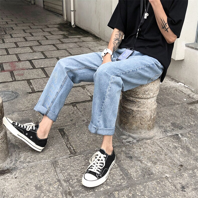 港风ins潮流休闲 牛仔裤宽松直筒裤/A338-1 NK039  P45图片