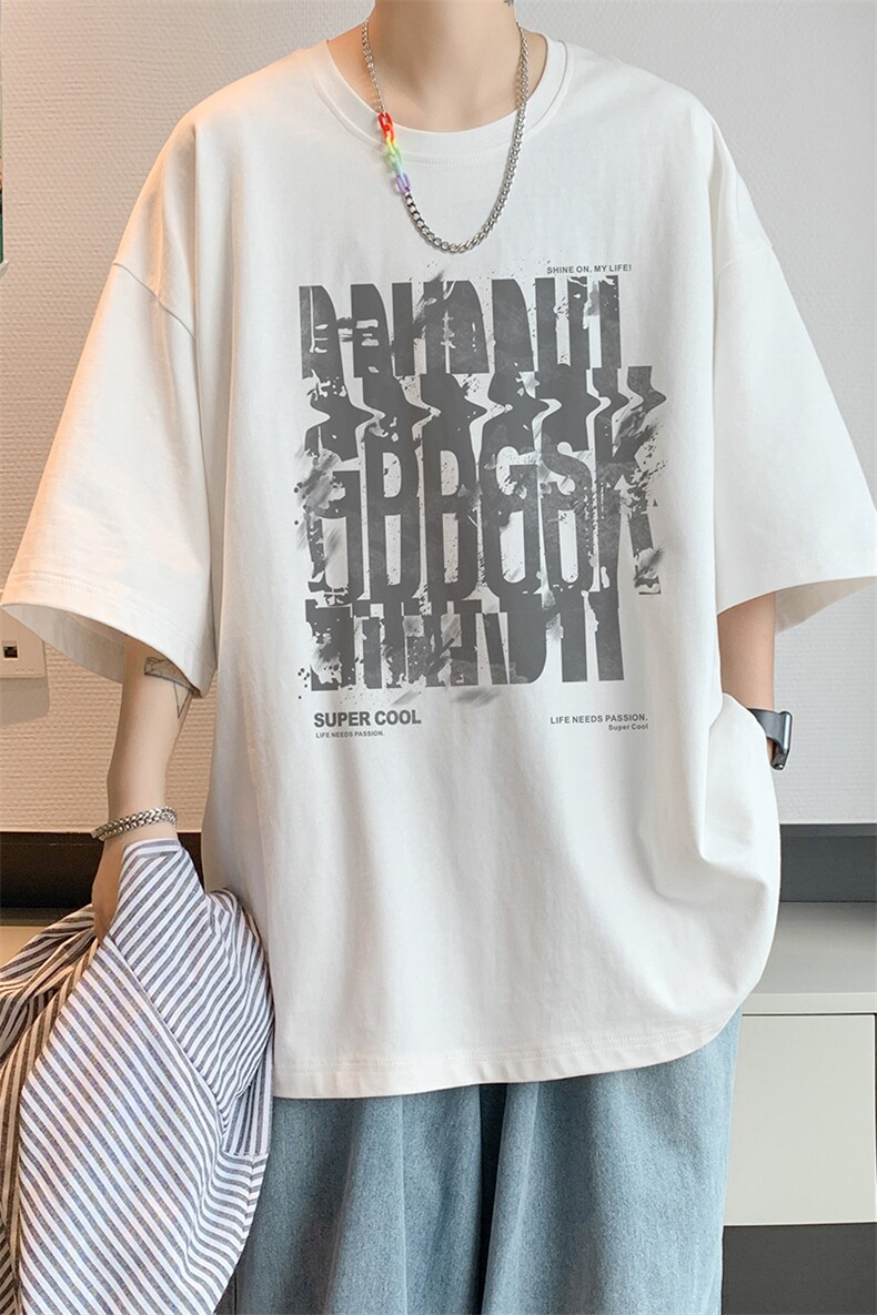 已注册/夏季新款内景设计感字母短袖T恤男潮宽松打底DT00585/P25,男装T恤,电商B316