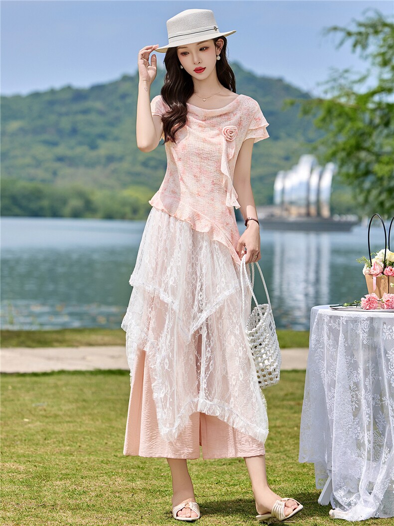 2026年夏季时尚潮流优雅浪漫三件套裤,女装套装/套裙,江南富贵女