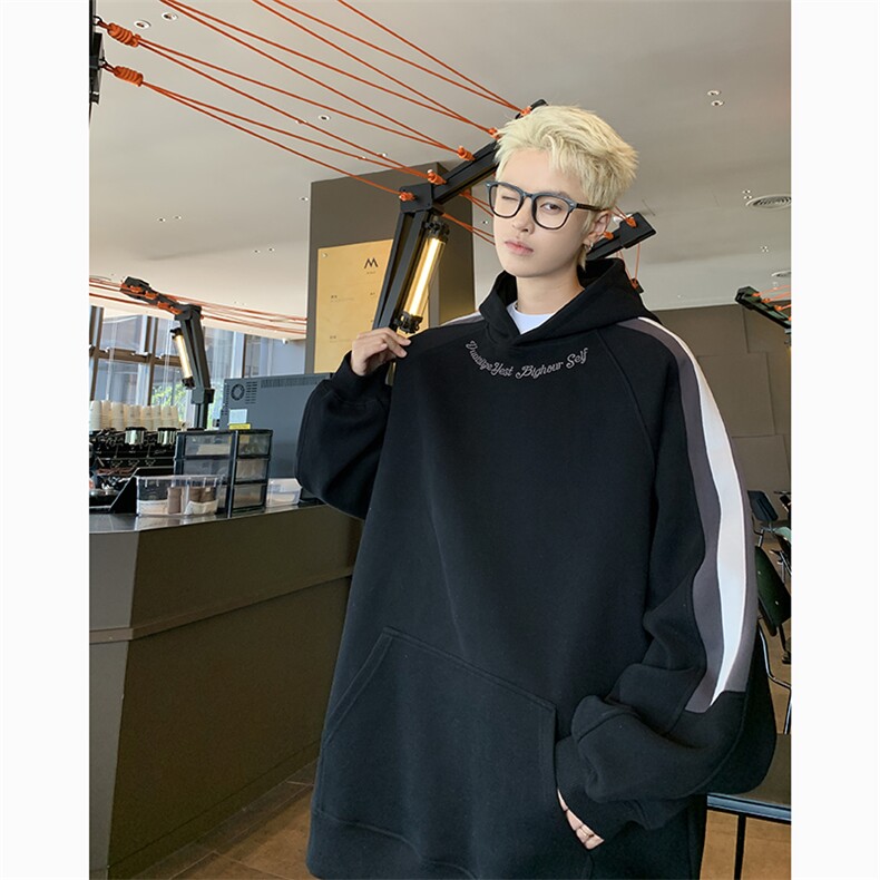港风美式字母刺绣袋鼠兜套头连帽卫衣男insXZ213-W2206-P88控108,男装卫衣,星座213