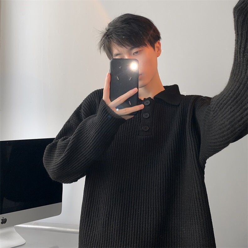 秋款男针织衫POLO领单排扣毛衣打底外套M08P55,男装针织衫/毛衣,星座1013-1