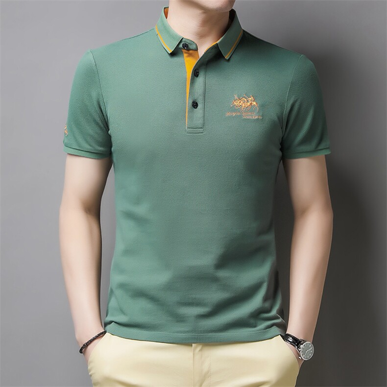 短袖POLO衫男刺绣上衣服夏季中年男士商务休闲半袖T恤衫男装,男装T恤,电商B212（原钱塘6029）
