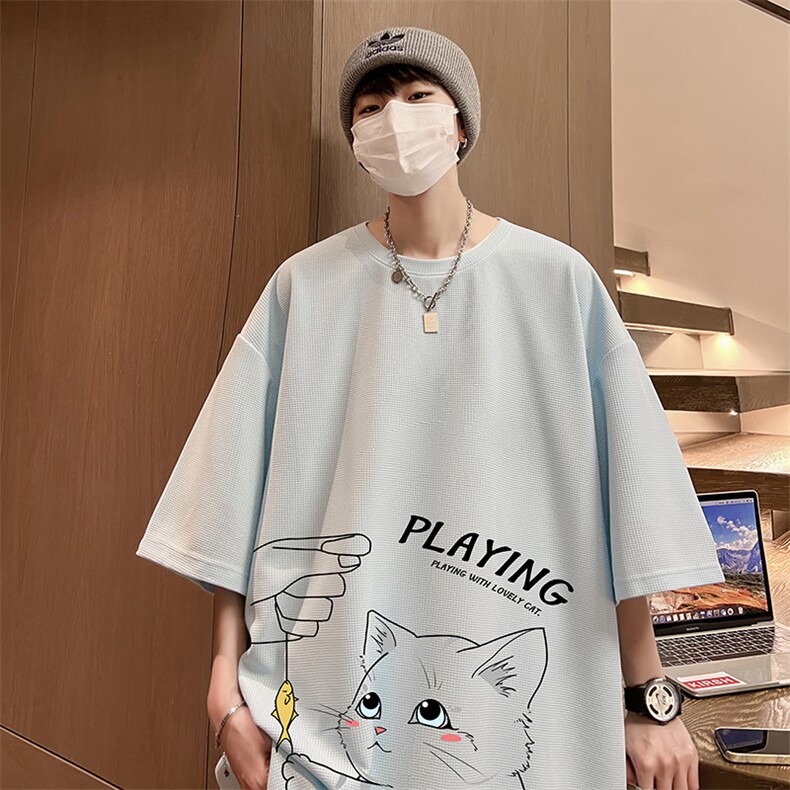 华夫格t恤男短袖男大码五分袖酒店风HT73129-P22,男装T恤,电商A040