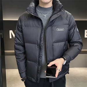 店主风冬季新款纯色休闲短款保暖羽绒服外套男YR809-P160,冬季蓝鲫怎样搭配图片