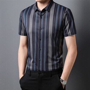 DN6572限价128元男士2023夏无痕短袖衬衫商务休闲修身衬衣P70图片