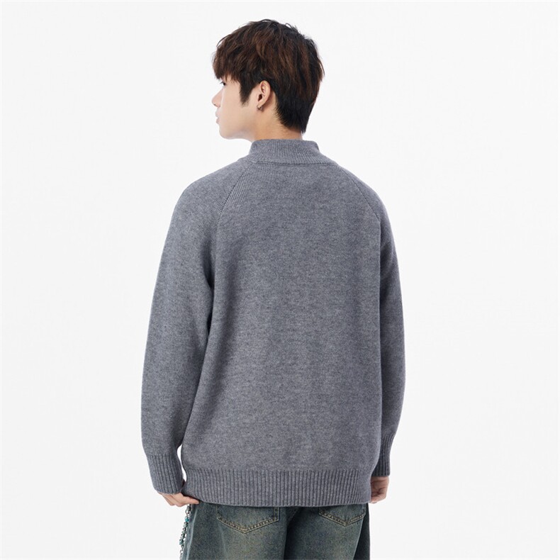25737-P55时尚半高拉链领毛衣外套男士针织衫撞色内搭打底衫,男装T恤,电商D310B
