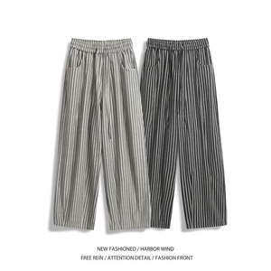 抖音品质秋季新款潮流条纹宽松阔腿休闲裤B315-K25619-特p40控78图片