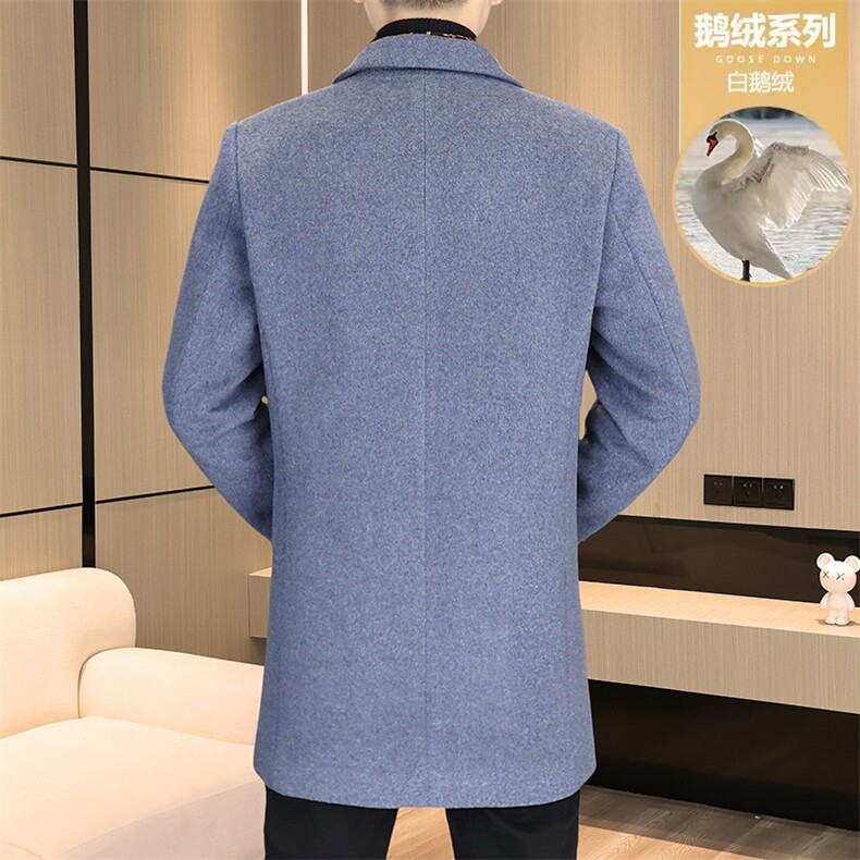 标鹅绒毛呢外套鹅绒内胆中长款羊毛外套男加厚羽绒服N7931-P230,男装羽绒服,星座310B-3