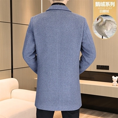 标鹅绒毛呢外套鹅绒内胆中长款羊毛外套男加厚羽绒服N7931-P230，男装羽绒服，星座310B-3