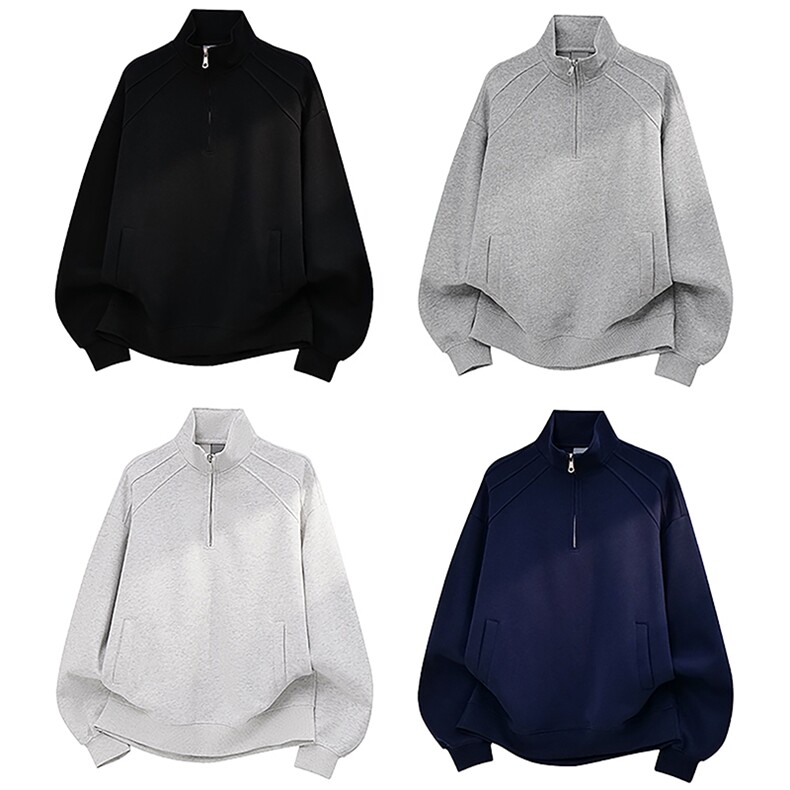 65棉重磅450克拼接圆领卫衣短宽套头拉链POLO衫外套男RH5316-P49，男装Polo衫，星座610B-1