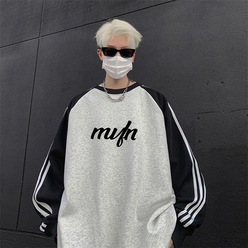 抖音得物供货提供视频秋冬重磅美式宽松织带圆领卫衣0709,男装卫衣,电商A486