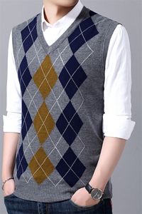 外贸中老年毛衣背心爸爸坎肩男背心春秋季打底男V领无袖毛衫图片