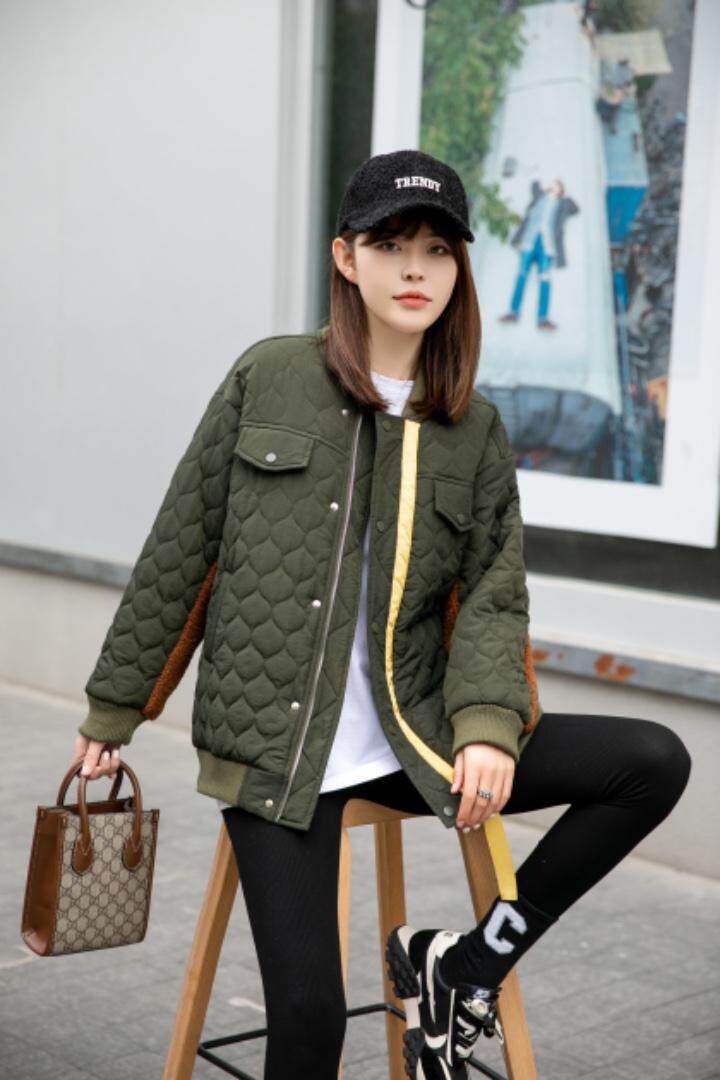 现货：羊羔毛拼接衣，女装棉衣/棉服，蕃米莉