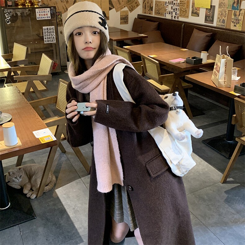 【新款现货】美拉德高端秘鲁长毛感羊毛双面混纺大衣P280K418,女装毛呢外套,2C333
