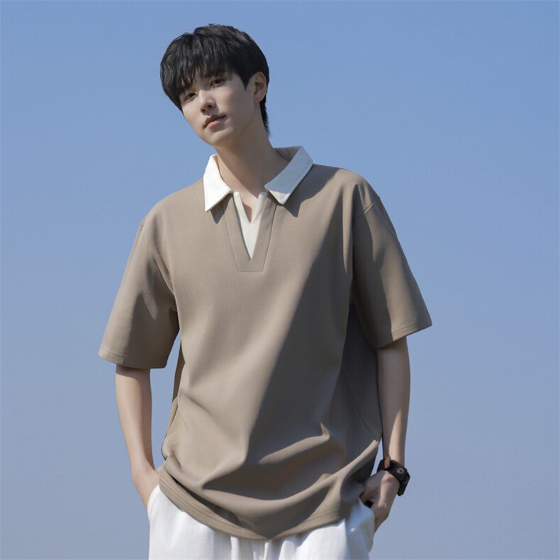 夏季 大码公版拼色翻领POLO衫男休闲T恤短袖图片