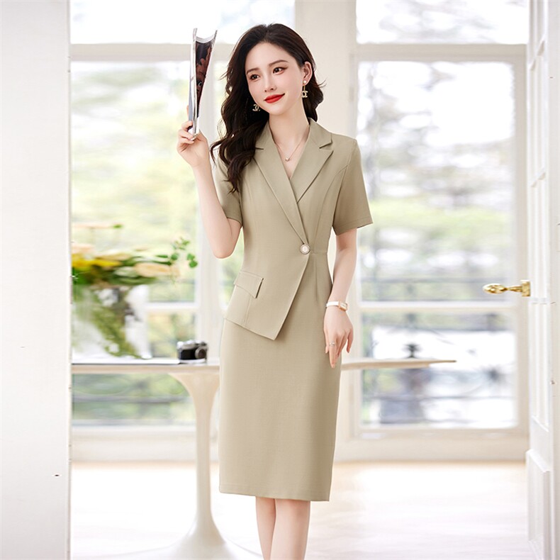 2024年夏季新款西装领时尚气质修身显瘦白领职业连衣裙高端工装裙，女装连衣裙，贝蕾酷儿