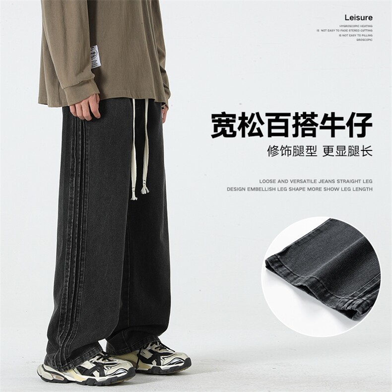 牛仔裤男直筒裤无影墙宽松美式复古休闲牛仔裤CK2335-P45控78图片