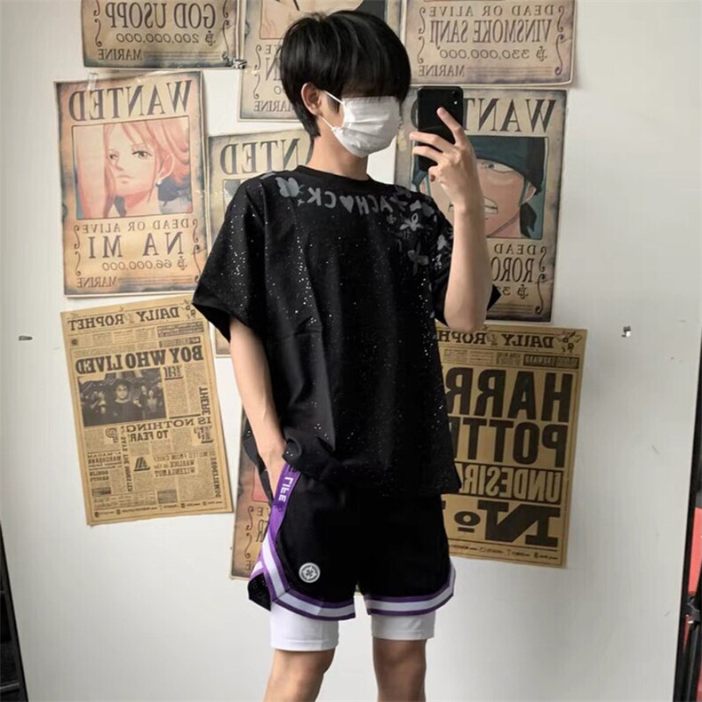 万针全刺绣工艺抖音得物高品质260克重磅纯棉双纱美式高街短袖T恤,男装T恤,电商A486