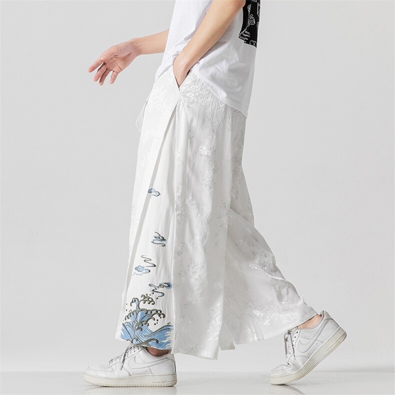 风棉麻裤潮流民族风重工刺绣阔腿长裤汉服唐装古装D533/P85,男装民族服装,星座206（原A221）