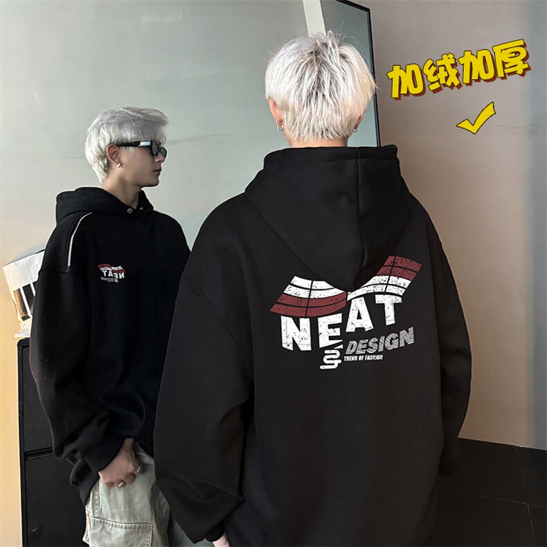 现货WY629-P45高克重磅连帽加绒卫衣男美式高街潮牌外套a图片