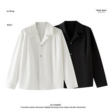 平铺~2025秋季绿松石扣设计西装领长袖衬衫CS2207/P55，男装西服套装，电商B331