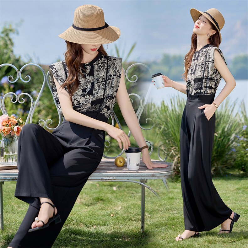 现货！夏季新款2025套装女时尚气质优雅简约洋气时髦两件套，女装套装/套裙，魅影