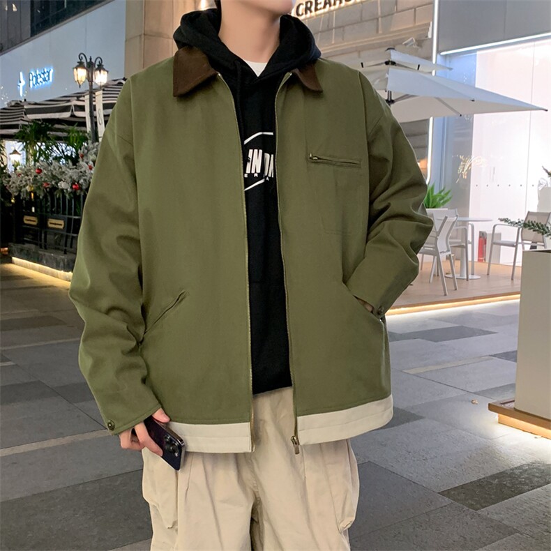 美式工装夹克春季复古潮流外套休闲翻领棒球服A406JK3503P85,男装夹克,星座309（原A406）