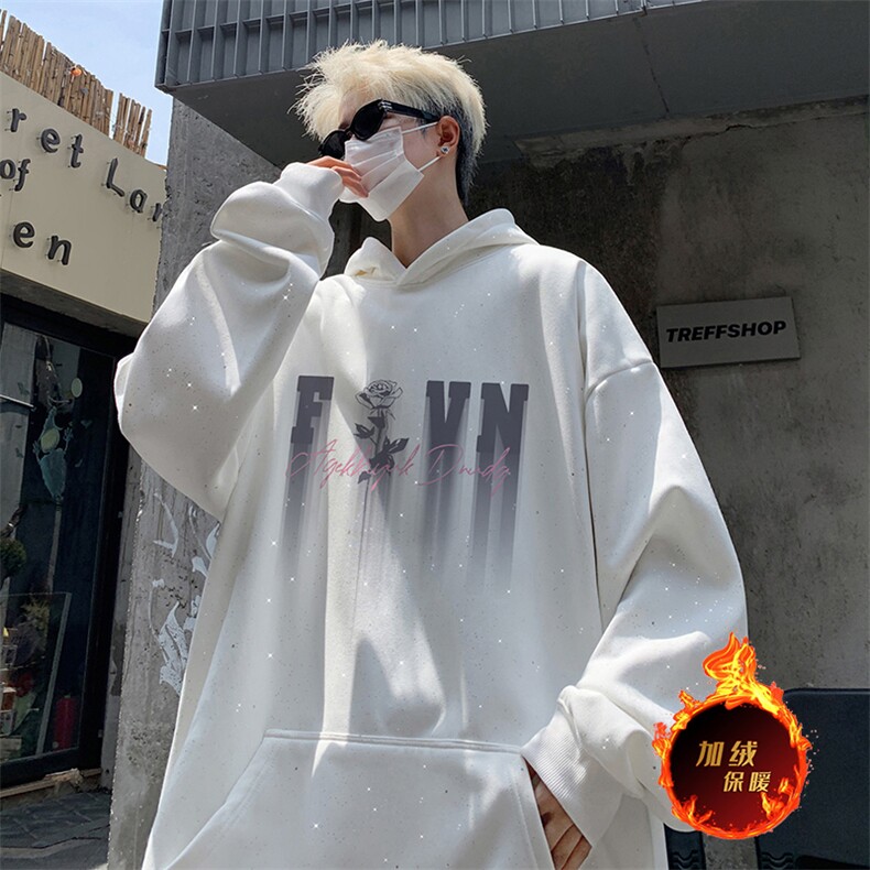 抖音得物高品质重磅全棉二开支持退换360克满天星连帽卫衣1009,男装卫衣,电商A486