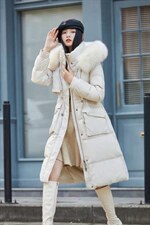 冬装现货长款收腰羽绒服蓄热防寒又亲肤，女装羽绒服，千浪依族